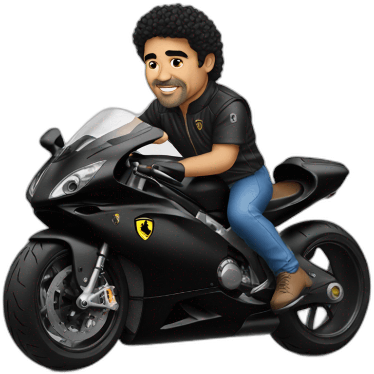 Maradona riding black ferrari emoji