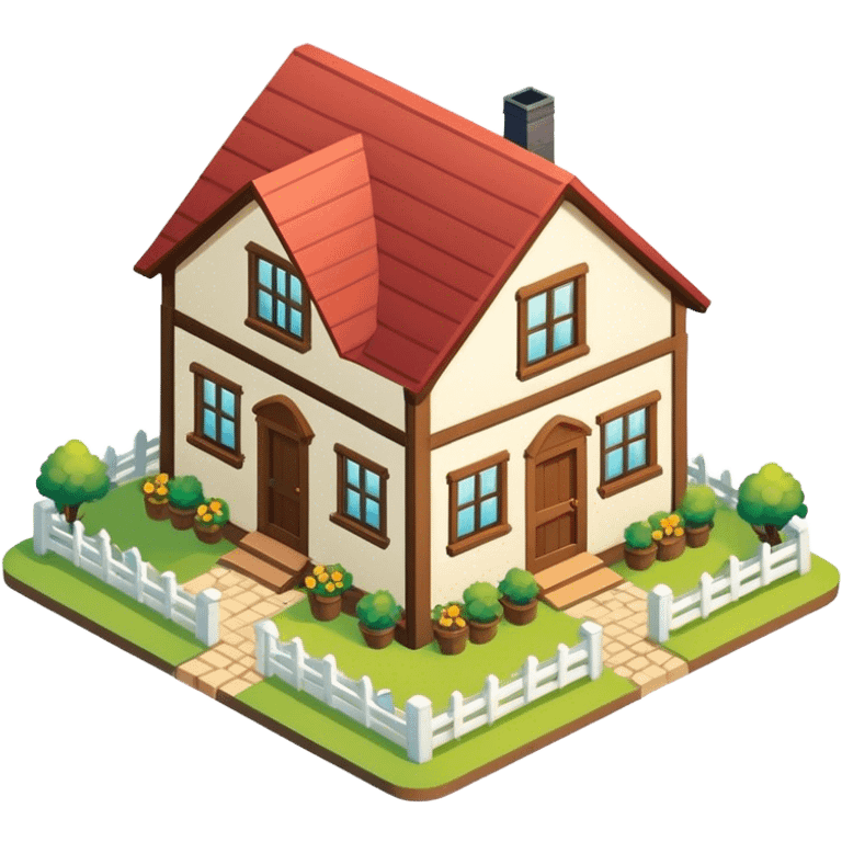 Isometric farmhouse cozy emoji