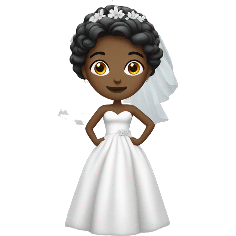 White bride wearing black emoji