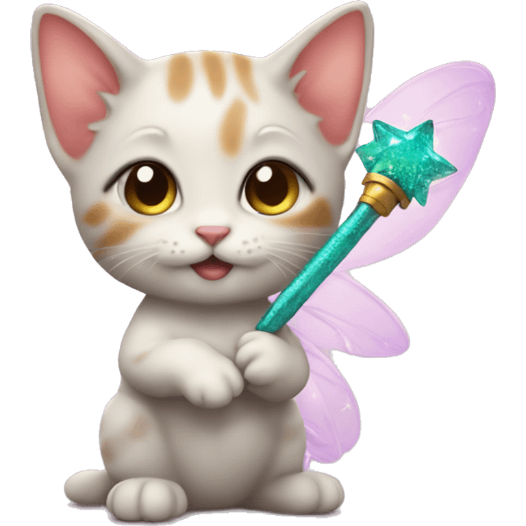 Kitten fairy with wand emoji