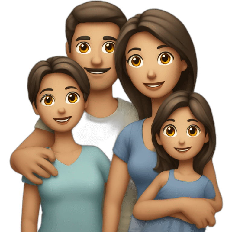 Familia de siete personas madre en padre tres chicas y dos chicos emoji