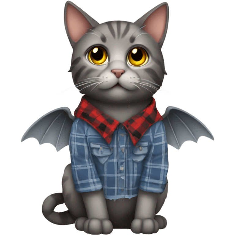 cat with wings wearing a flannel emoji