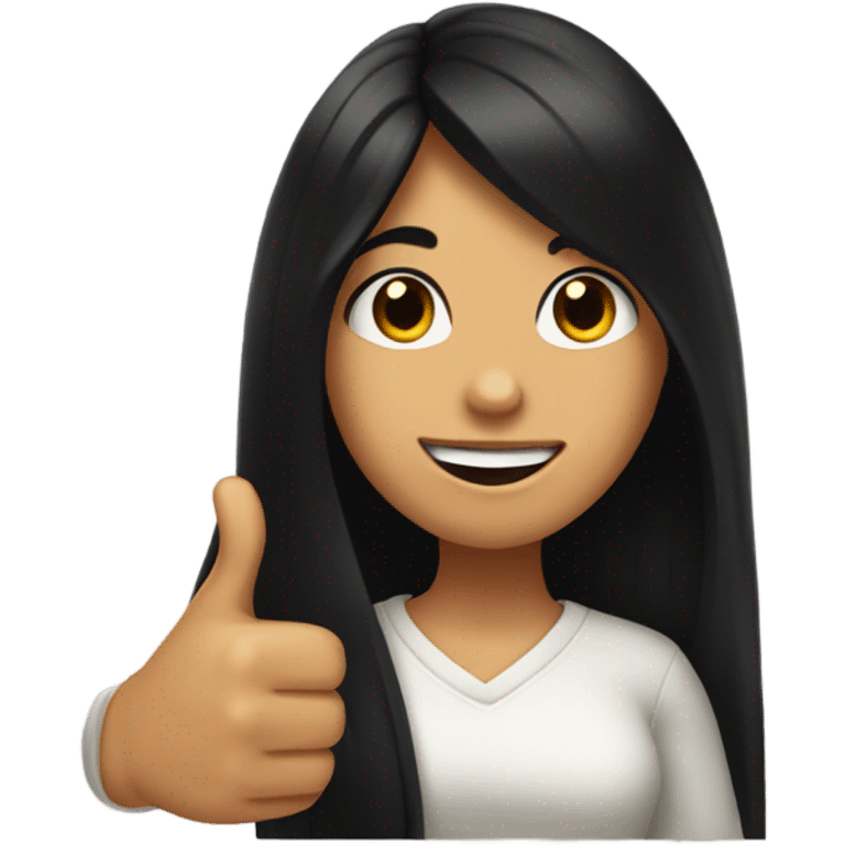 a girl with long black hair thumbs up emoji