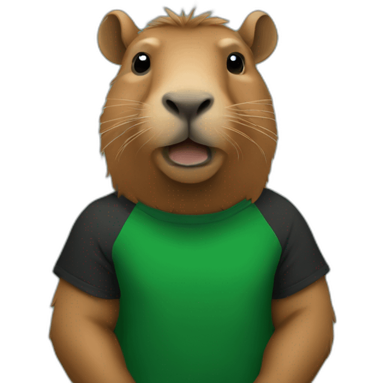 Capibara with a black and green tshirt emoji