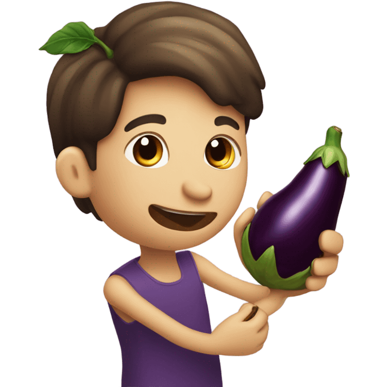 Person eating a eggplant  emoji