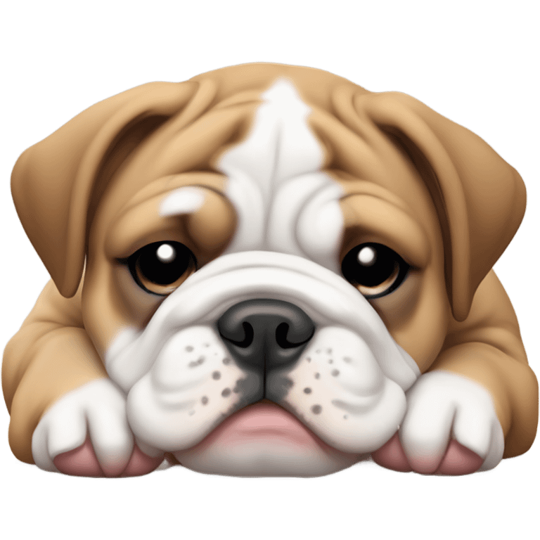 sleeping adorable english bulldog puppy with brown and white coloring emoji