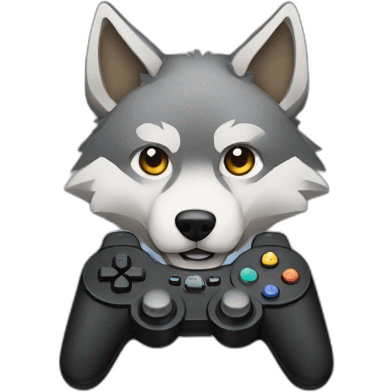 Wolf with a Gaming Controller emoji