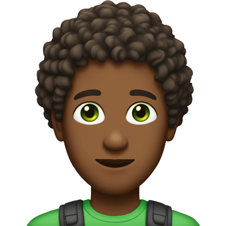 brown skin man with green eyes and curly hair with lowtaper cut emoji