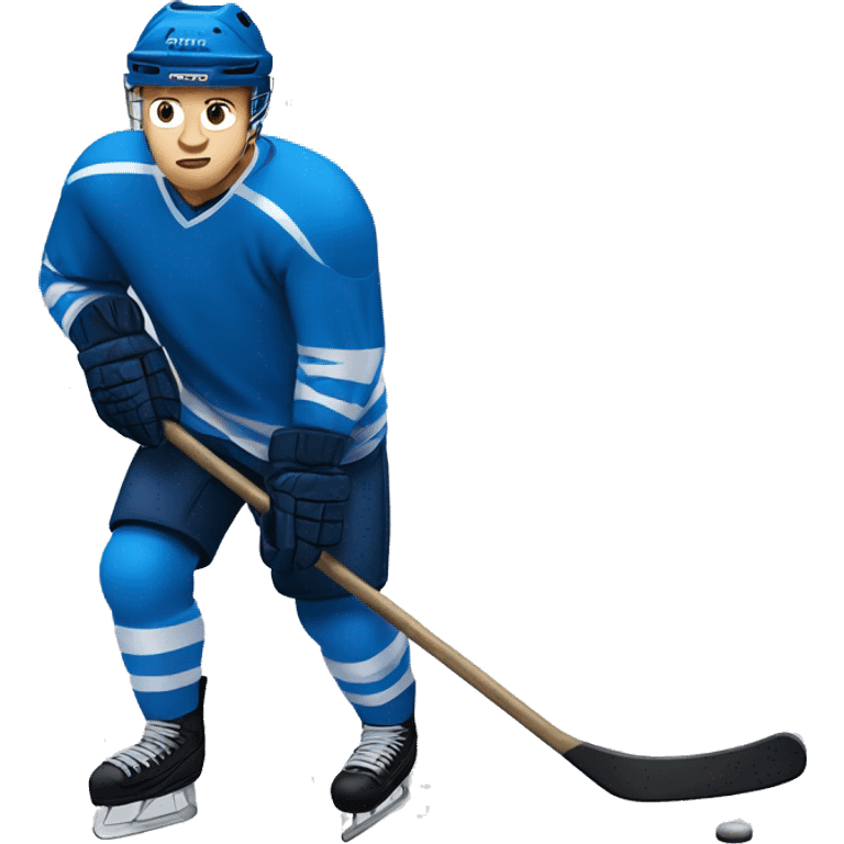 Hockey player in blue uniform with stick  emoji