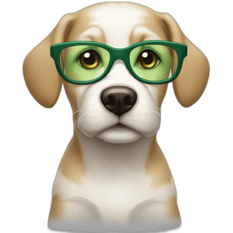 medium-bege-and-white-dog-with-green-eyes-and-glasses-and-green-bow emoji