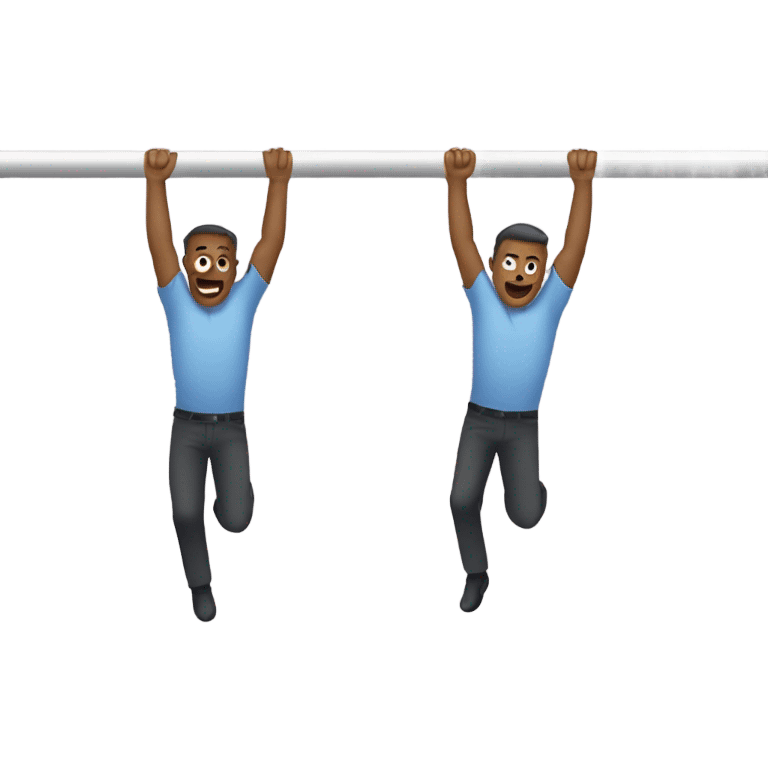 2 guys hanging from a bar emoji