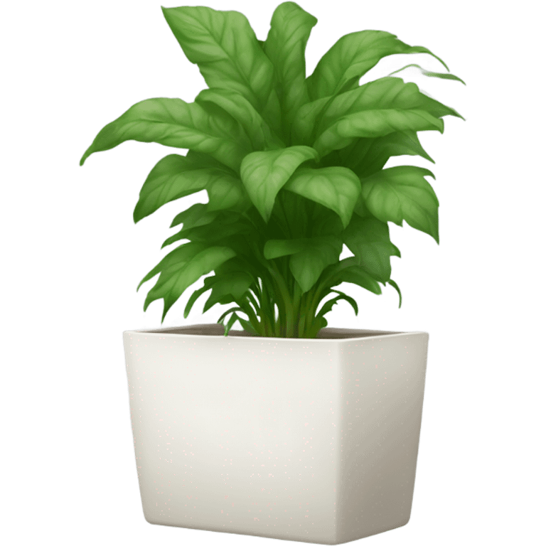 Very Long white rectangular flower pot with green plants only emoji