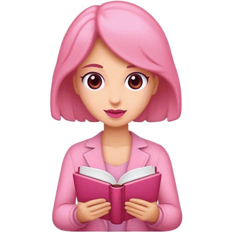 leitora mulher livro rosa emoji