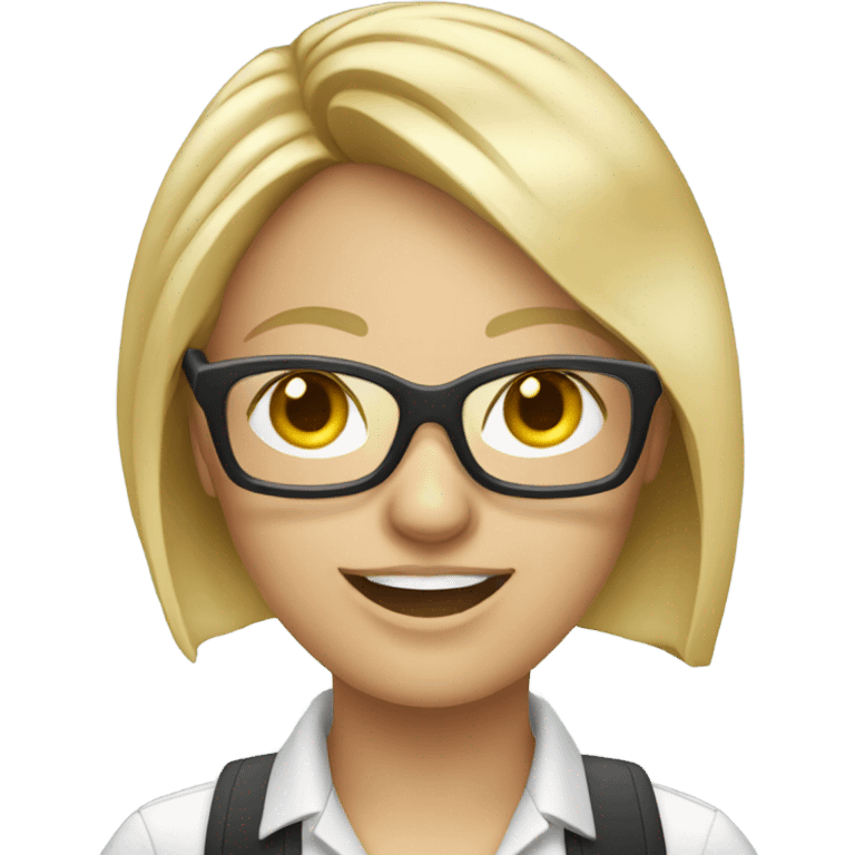 Female call centre worker, blonde with glasses  emoji