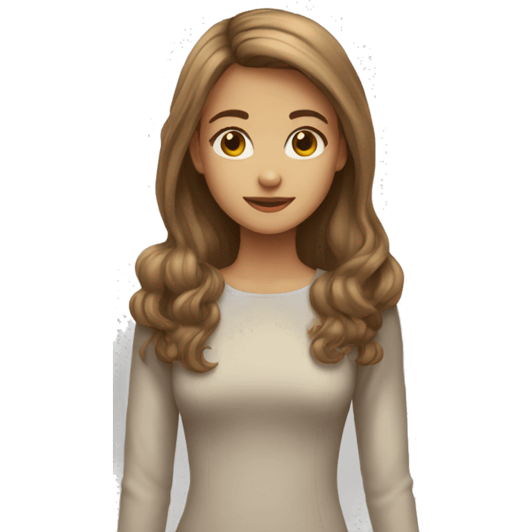 light brown medium length hair with brown eyes girl emoji