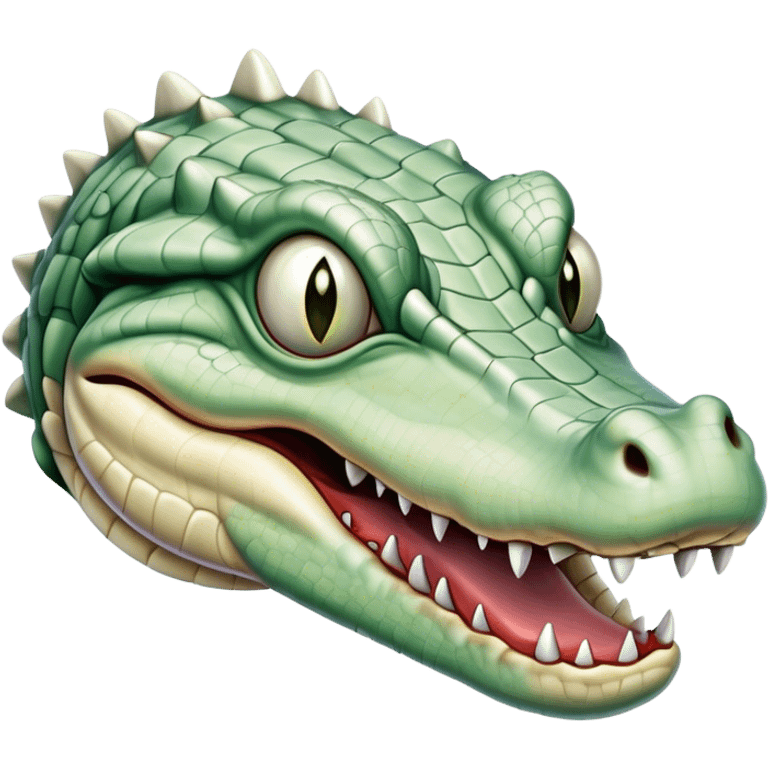 monstrous pale skinned decaying greenish white alligator, vicious emoji