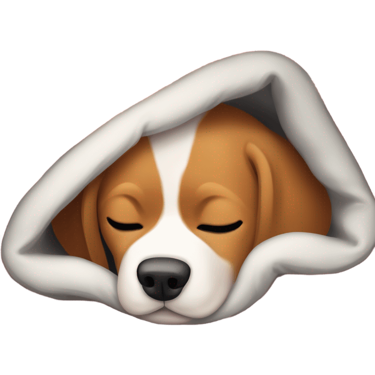 Cold beagle under many blankets emoji