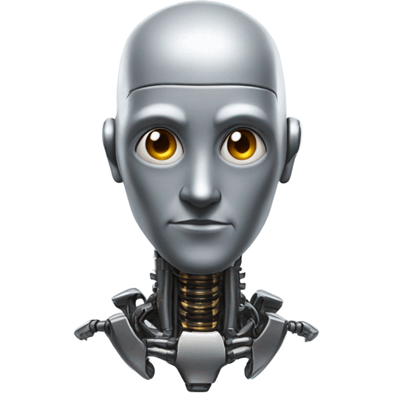 bald robot grey metal portrait alone emoji