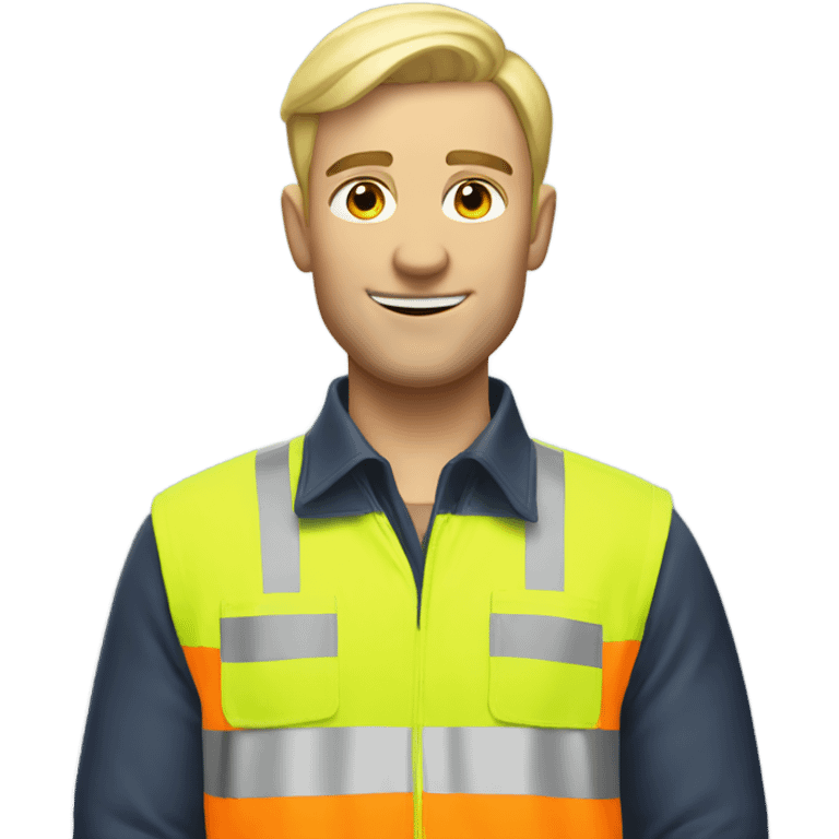 Tall blonde man short hair no moustache wearing hi vis  emoji