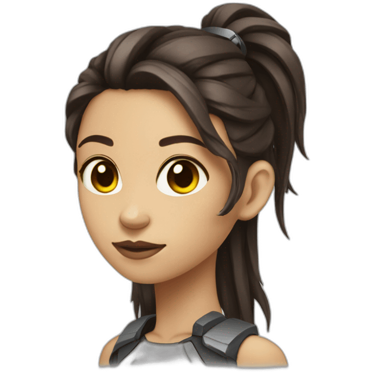 Cyborg girl dark brown long hair emoji