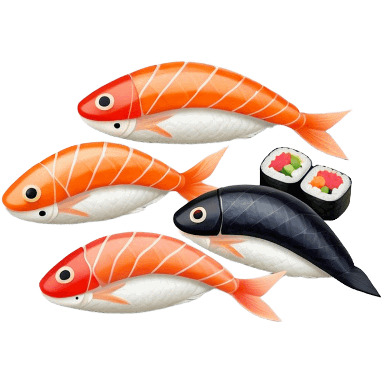 four sushi with fish on a plate emoji