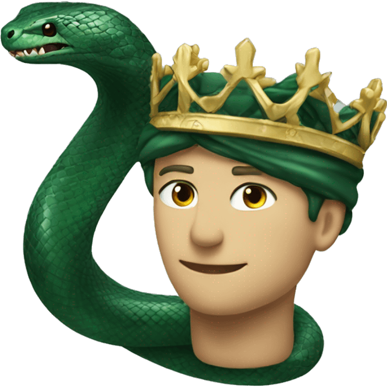 A dark emerald snake with a crown head luxe beautiful  emoji