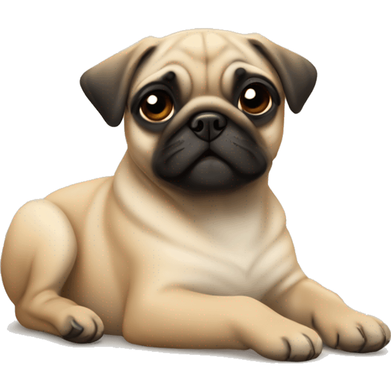 Fawn pug puppy laying emoji