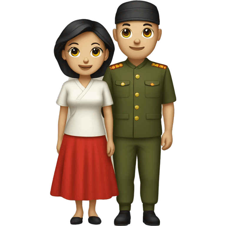 Me and My wife wearing tradional vietnam clothes emoji