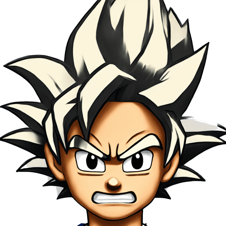 Super saiyan goku in the style of a Memoj emoji