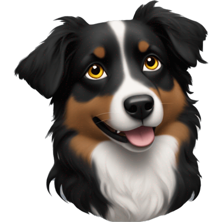 Small black australian shepherd dog moon emoji