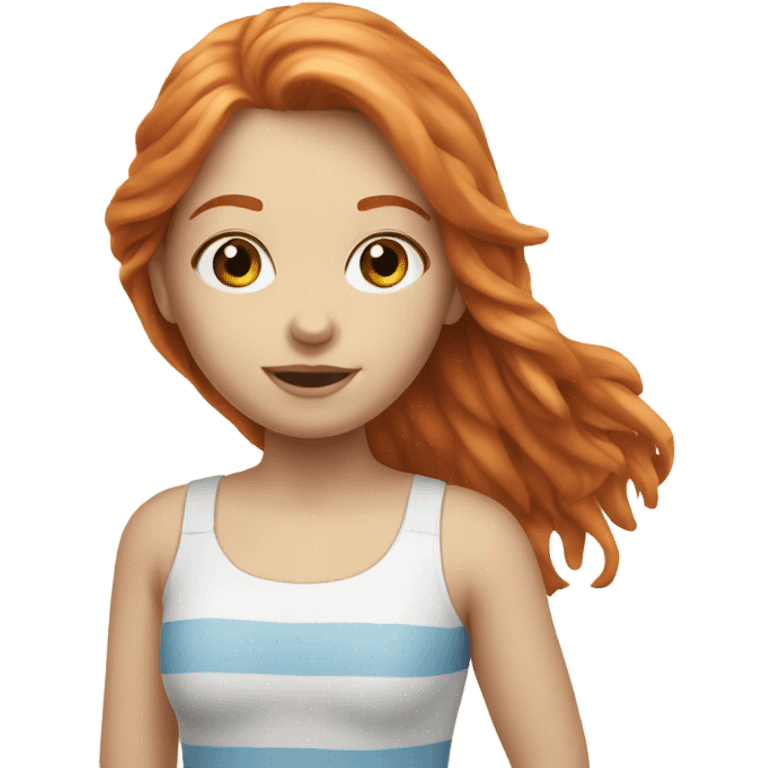 Pale Redhead girl on beach emoji