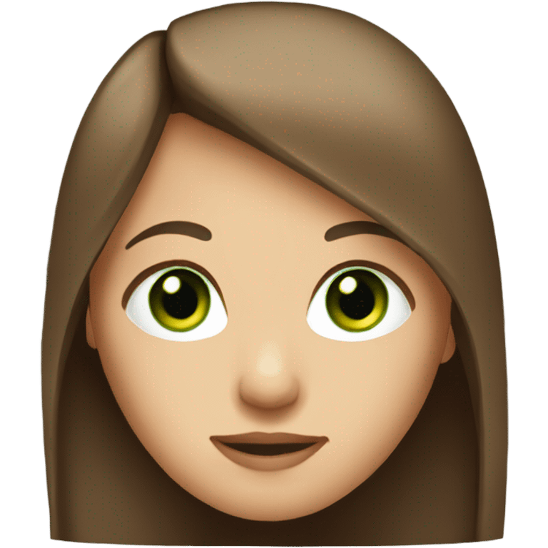 Girl with brown long straight hair and green eyes  emoji