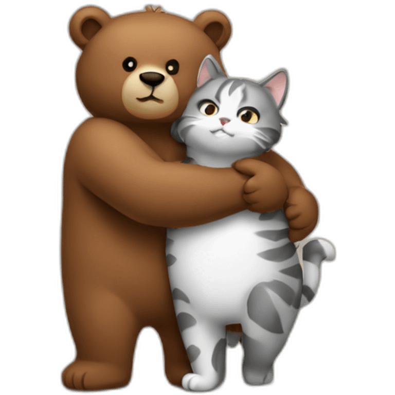 bear and cat hugging emoji