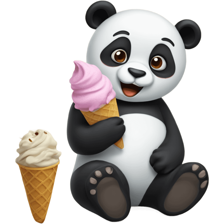 Panda eating ice cream emoji