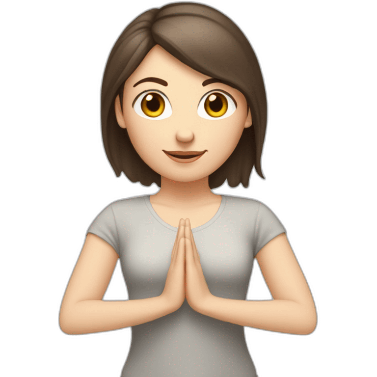 White girl brunette hair in Tadasana yoga emoji