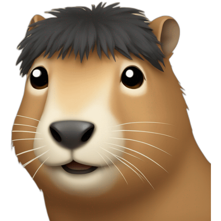 capybara with long black hair and a short beard emoji