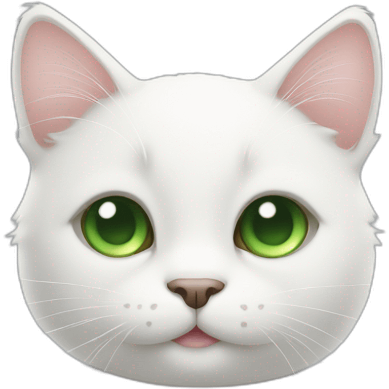 Cute smiling white cat green eyes emoji