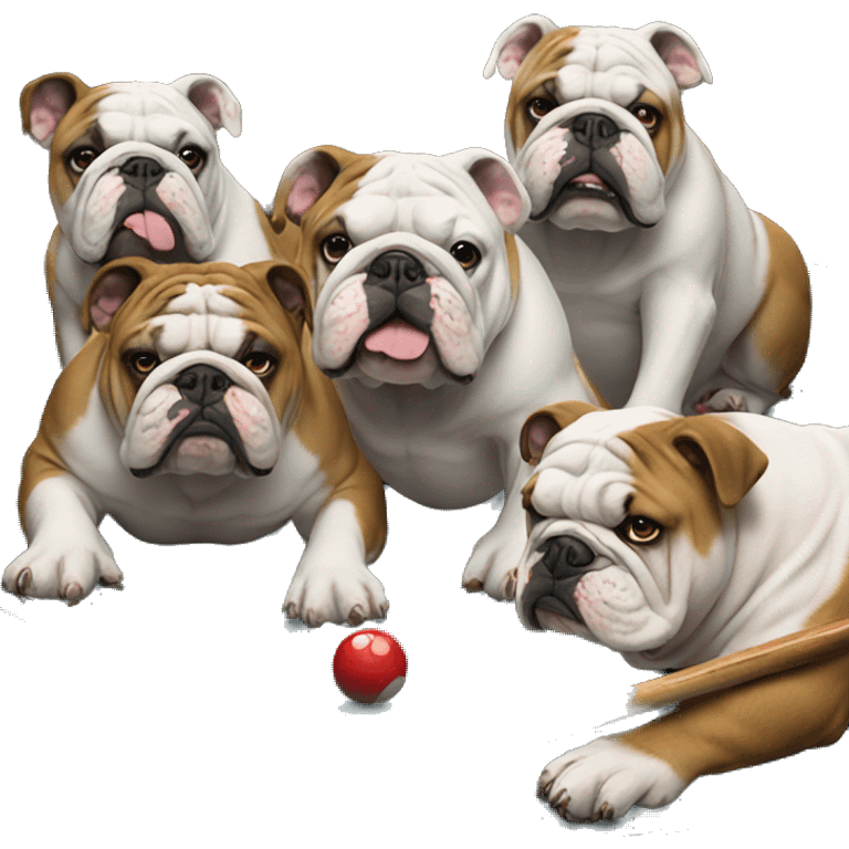 Four Bulldogs playing pool emoji