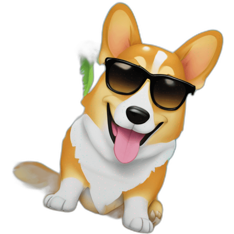 Sunbathing corgi on topcool beach towel sunglasses emoji