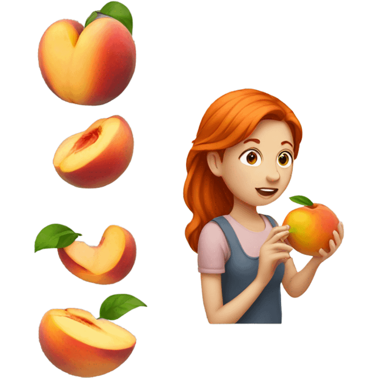 Red head girl eating a peach emoji