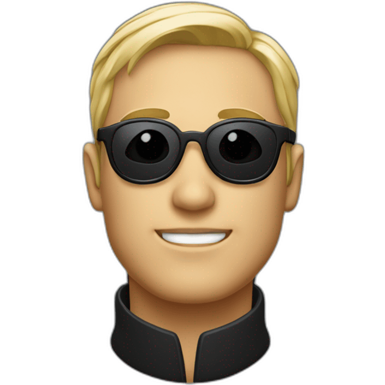 Homme blanc avec col roulé noir et lunettes de soleil noir emoji