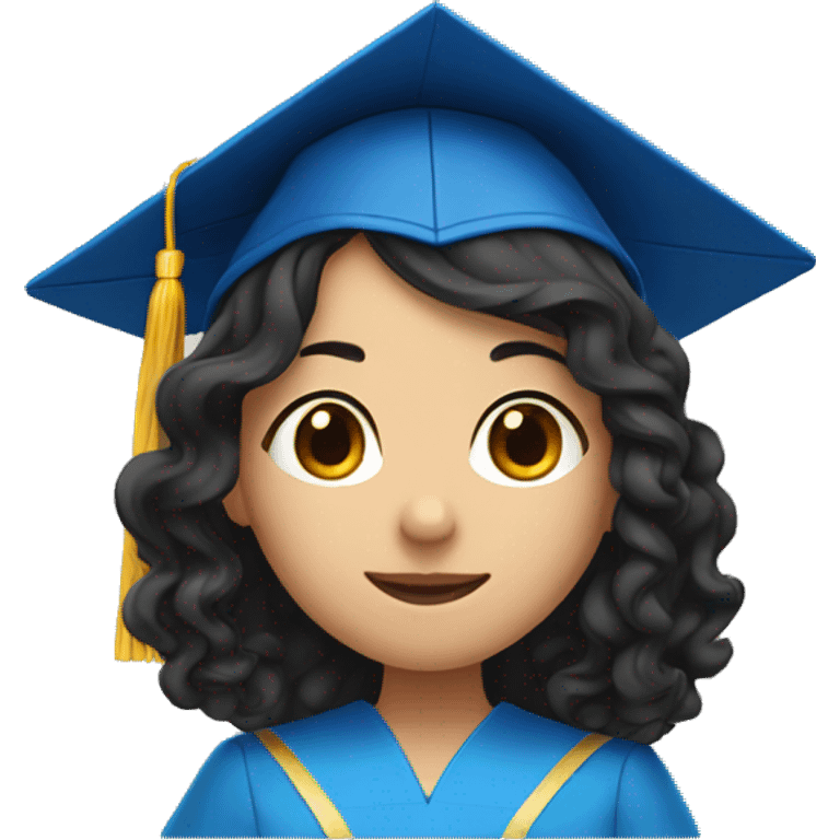 asian girl wearing blue graduation cap with long curly black hair emoji