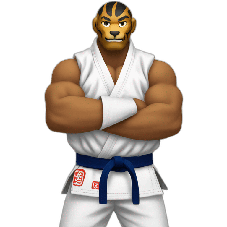 Tiger japan jiu jitsu with his arms crossed emoji