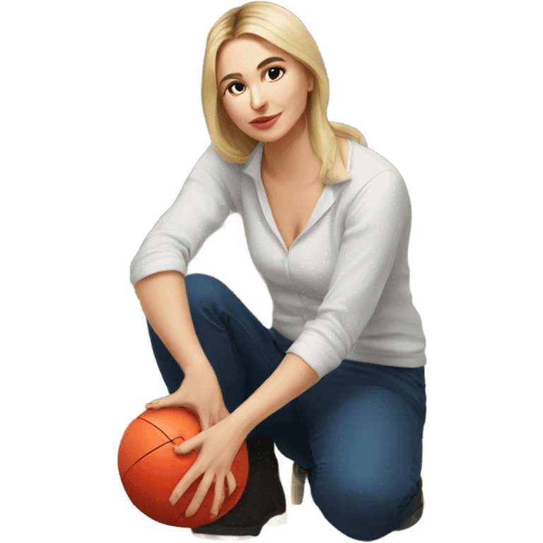 a russian woman drawing a ball in the floor  emoji