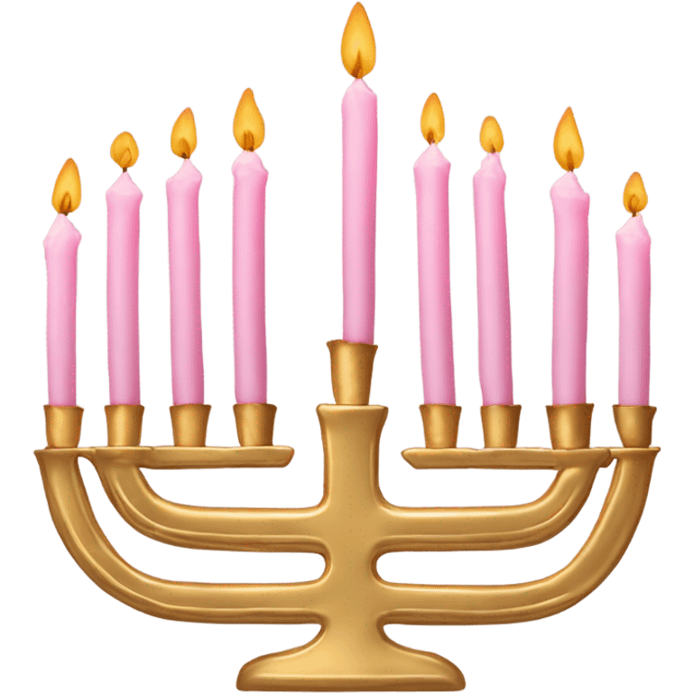 gold menorah with light pink candles  emoji