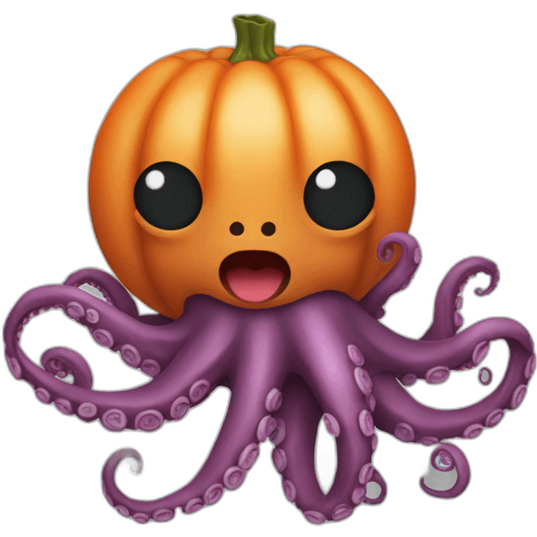 Octopus with a chumpkin emoji