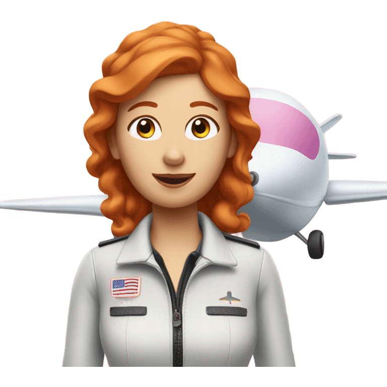 ginger woman flying pink airplane  emoji