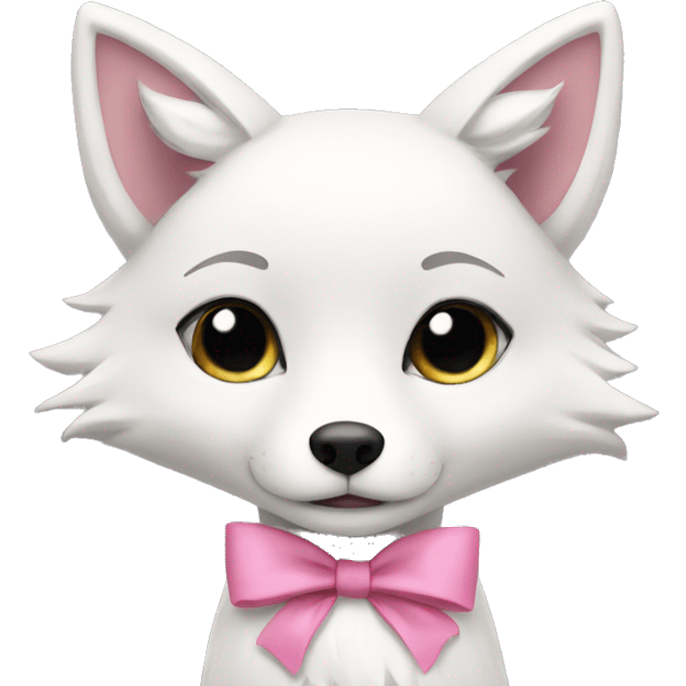 Girl white fox with pink bow emoji