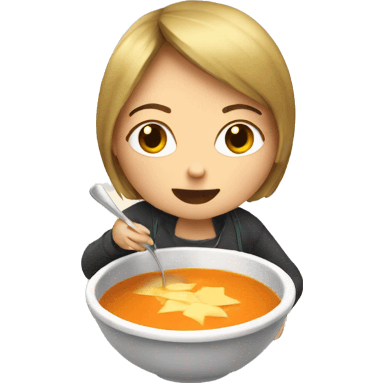 Girl eating soup emoji