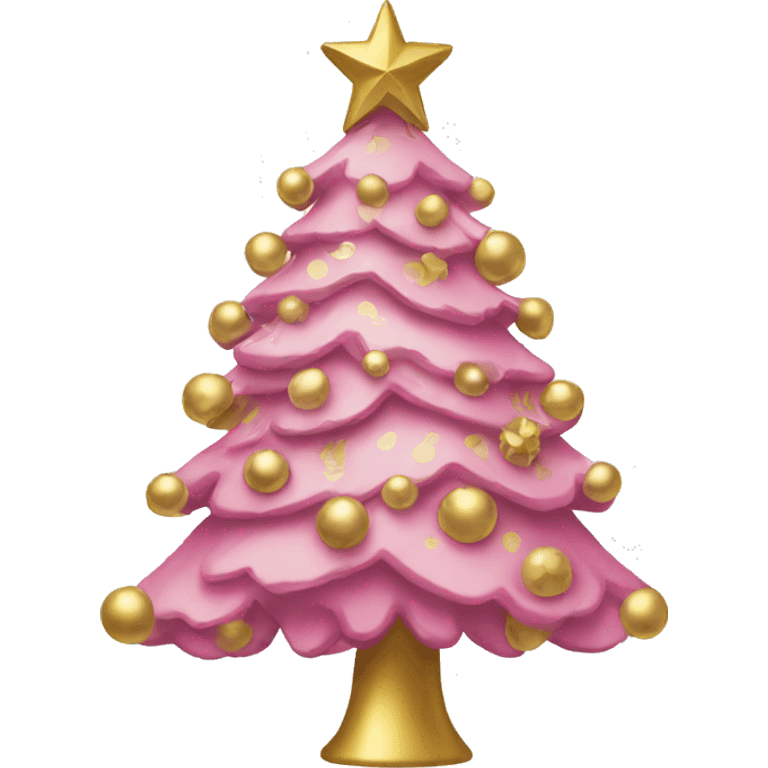 Christmas tree with gold and pink  emoji